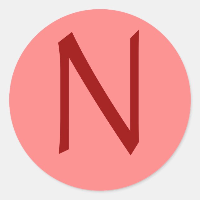 Sticker Rond Lettre N Vin Rose (Devant)