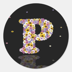 Sticker Rond Lettre P de fleur