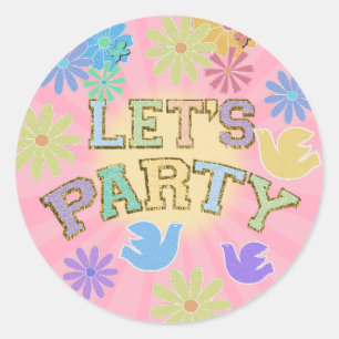 Sticker Rond Lettre Patch Anniversaire Parti Rétro Preppy Hippi