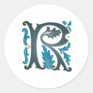 Sticker Rond Lettre R monogramme