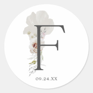 Sticker Rond LETTRE Romance Florale F Mélange Enveloppe
