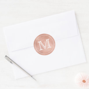 Sticker Rond LETTRE rose OR Dentelle blanche monogramme