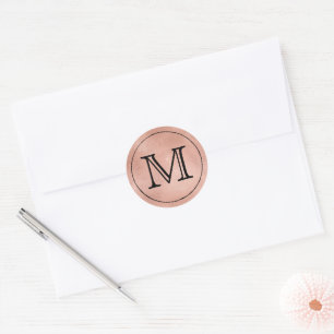 Sticker Rond LETTRE rose OR Lace NOIR MONOGRAPHIQUE NOIR