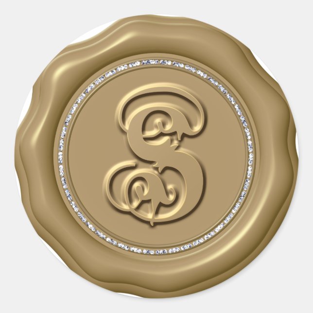 Sticker Rond *~* Lettre S Cercle Diamant Chaussure D'OR Scellan (Devant)