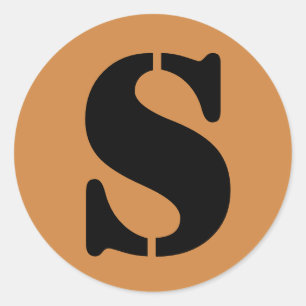 Sticker Rond Lettre S Stencil Alphabet par Janz Peru Gold