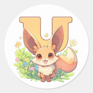 Sticker Rond Lettre U Fantastique Anime Animal