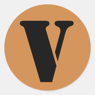 Sticker Rond Lettre V Alphabet au crayon par Janz Peru Gold
