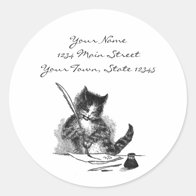 Sticker Rond Lettre vintage de chat (Devant)