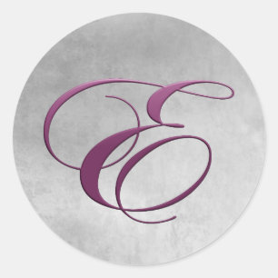 Sticker Rond Lettre violette E monogramme