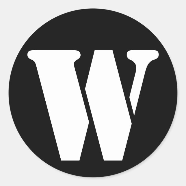Sticker Rond Lettre W Stencil Alphabet par Janz Black (Devant)
