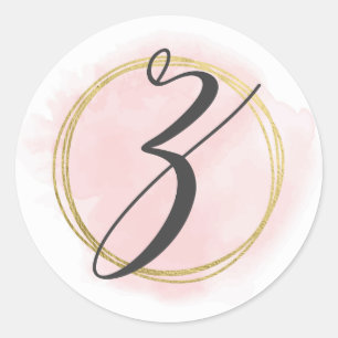 Sticker Rond Lettre Z Monogram Blush Rose Aquarelle or chic