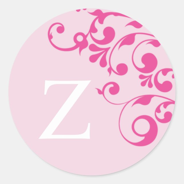 Sticker Rond Lettre Z Monogramme Mariage rose Enveloppe (Devant)