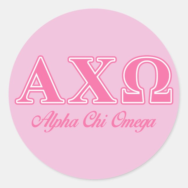 Sticker Rond Lettres Alphi Chi Omega rose (Devant)