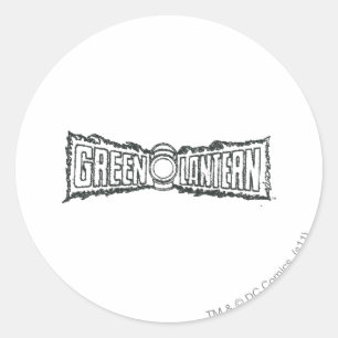 Sticker Rond Lettres de lanterne verte BW