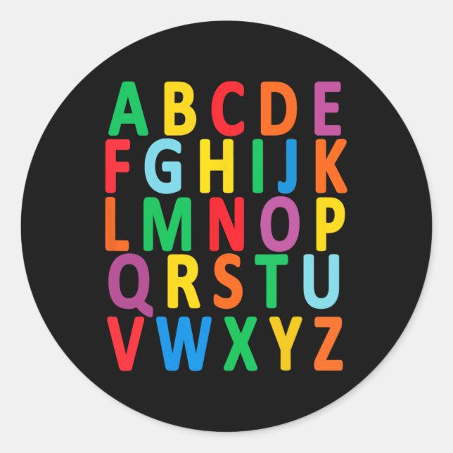 Sticker Rond Lettres majuscules Alphabet Apprendre Abc Garçon F (Devant)