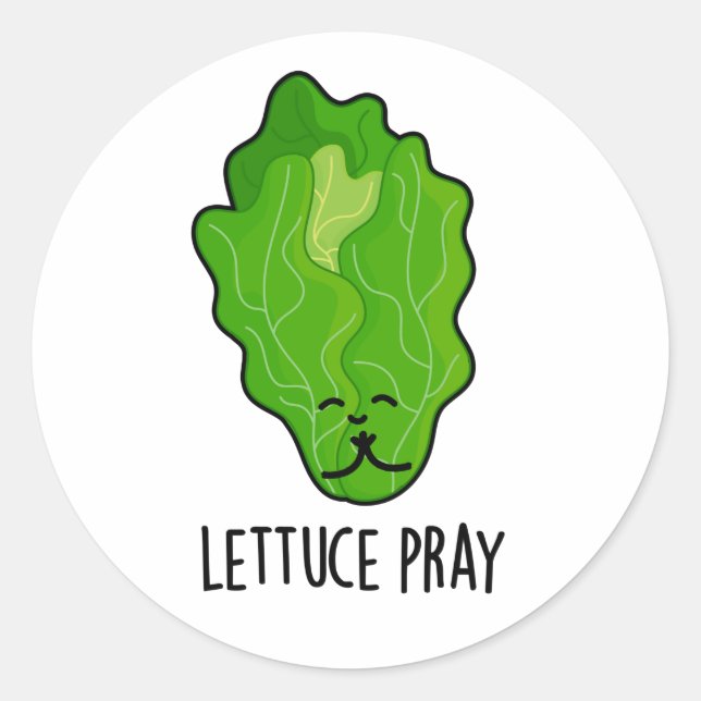 Sticker Rond Lettuce Pray Drôle Veggie Pun (Devant)
