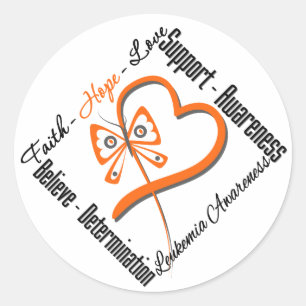 Sticker Rond Leucémie Faith Hope Love Butterfly
