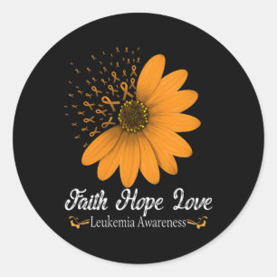 Sticker Rond Leucémie Faith Hope Love Orange Ribbon Blood Cance