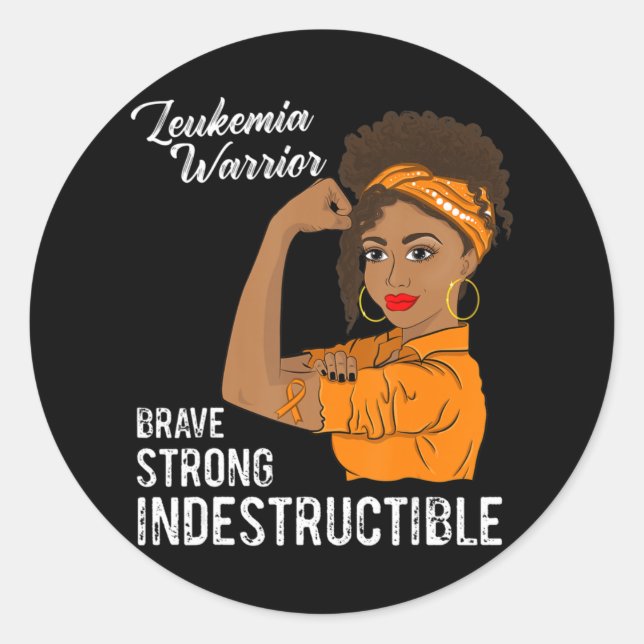 Sticker Rond Leucémie Guerrier Indestructible Cancer Survivant  (Devant)