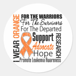 Sticker Rond Leucémie Je Porte Orange Ribbon TRIBUT