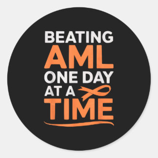 Sticker Rond Leucémie myéloïde aiguë ruban orange moelle osseus