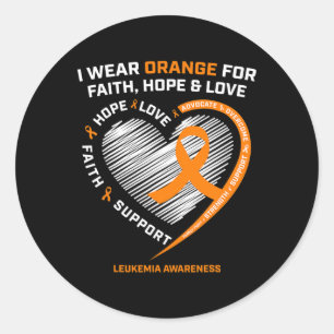 Sticker Rond Leucémie orange Conscience Foi Espoir Amour Christ
