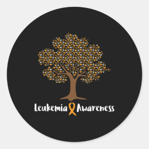 Sticker Rond Leucémie Sensibilisation Arbre Orange Ribbon Cance