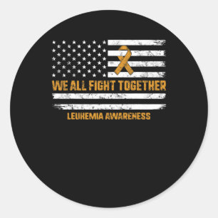 Sticker Rond Leucémie Sensibilisation Orange Ruban Usa Drapeau 