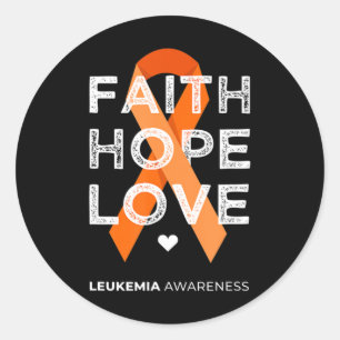 Sticker Rond Leukemia Faith Hope Love Orange Ruban Leukemia Aw