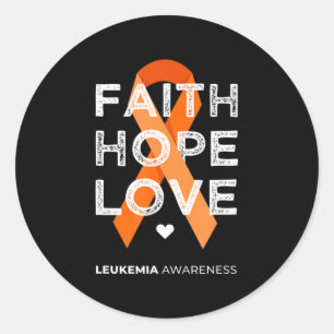 Sticker Rond Leukemia Faith Hope Love Orange Ruban Leukemia Aw
