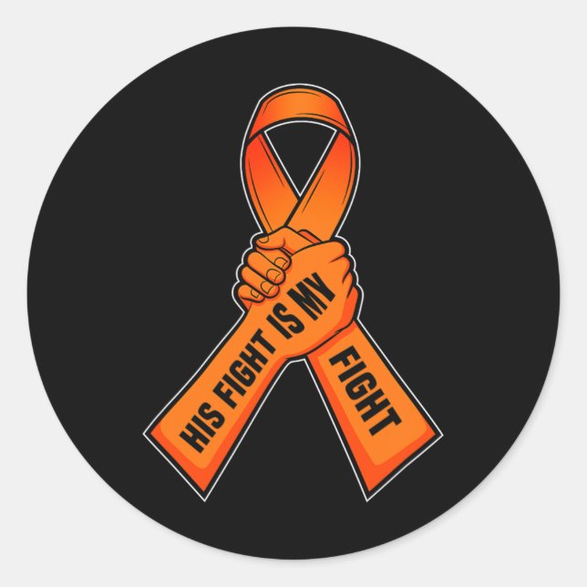 Sticker Rond Leukemia Ribbon Orange Awareness I Blood Cancer  (Devant)