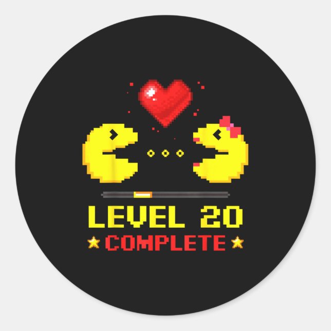 Sticker Rond Level 20 Complete Gamers 20th Wedding Anniversary  (Devant)