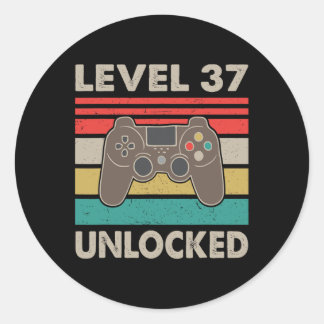 Sticker Rond Level 37 Unlocked - 1983 37th Birthday Gift Men An