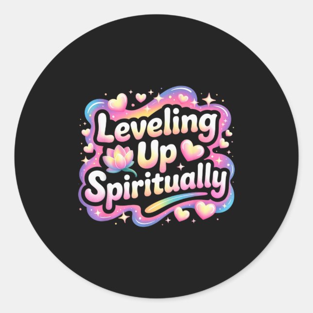 Sticker Rond Leveling Up Sritually Mindfulness Meditation  (Devant)