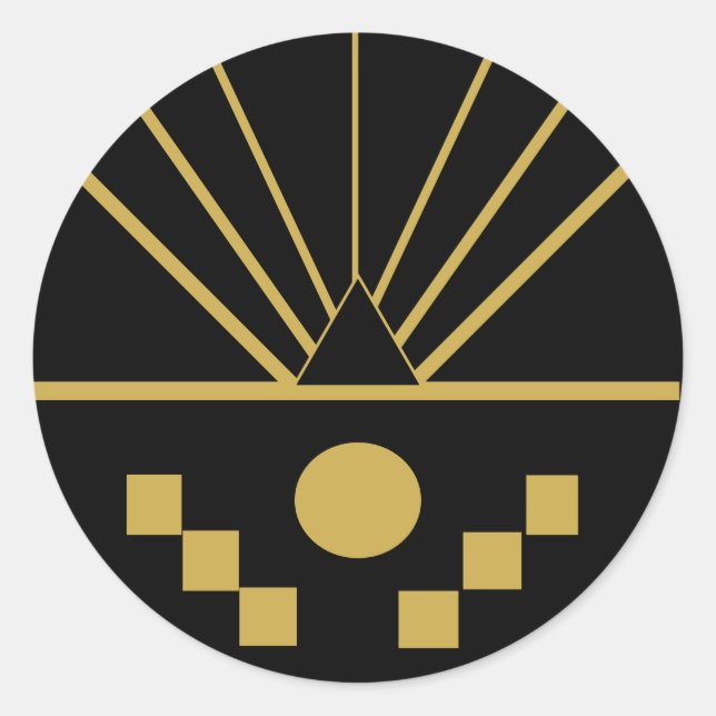 Sticker Rond Lever De Soleil Art Déco En Relief (Devant)