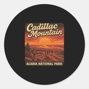 Sticker Rond Lever de soleil sur la montagne Cadillac dans le M