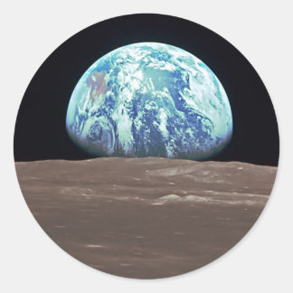 Sticker Rond Lever de terre de la Lune