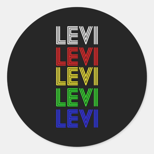 Sticker Rond Levi Style Personnalisé De Prénom Par Mel (Devant)