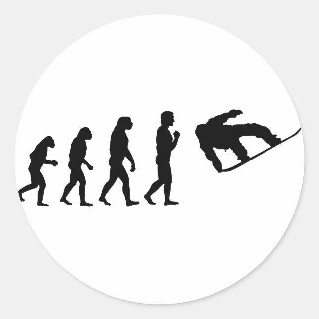 Sticker Rond L'évolution du snowboard (Devant)