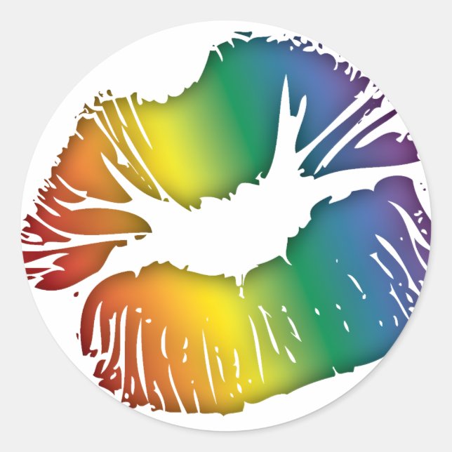 Sticker Rond Lèvres arc-en-ciel 3 (Devant)