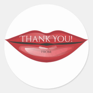 Sticker Rond Lèvres Brillantes Rouges Baiser Chic Moderne Glam 