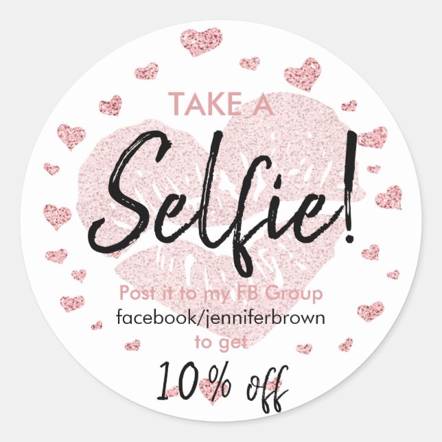 Sticker Rond Lèvres Coeur Rose Lipstick rabais selfie maquillag (Devant)