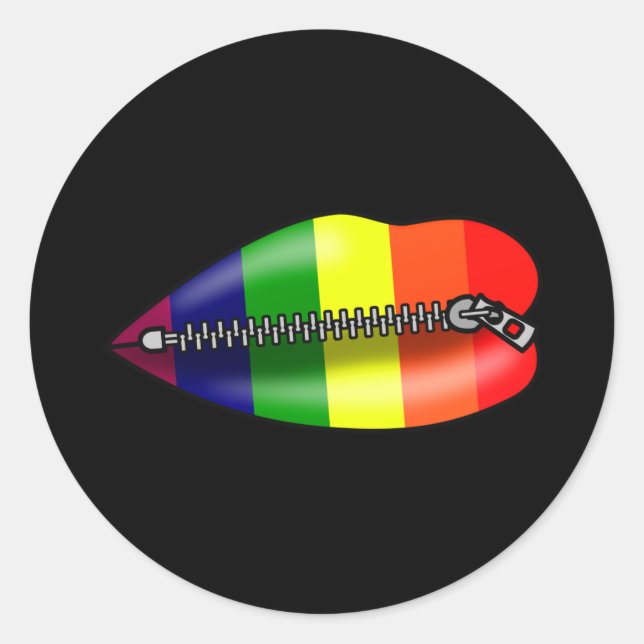 Sticker Rond Lèvres LBGTQ Fermées En Silence (Devant)