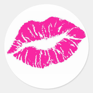 Sticker Rond Lèvres roses
