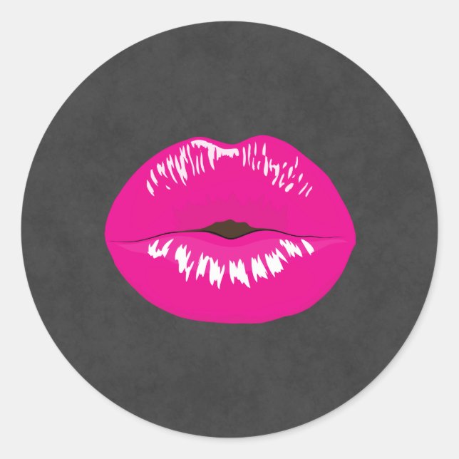 Sticker Rond Lèvres roses chaudes Illustration brillante (Devant)