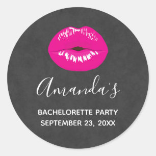 Sticker Rond Lèvres roses chaudes Illustration brillante Bachel