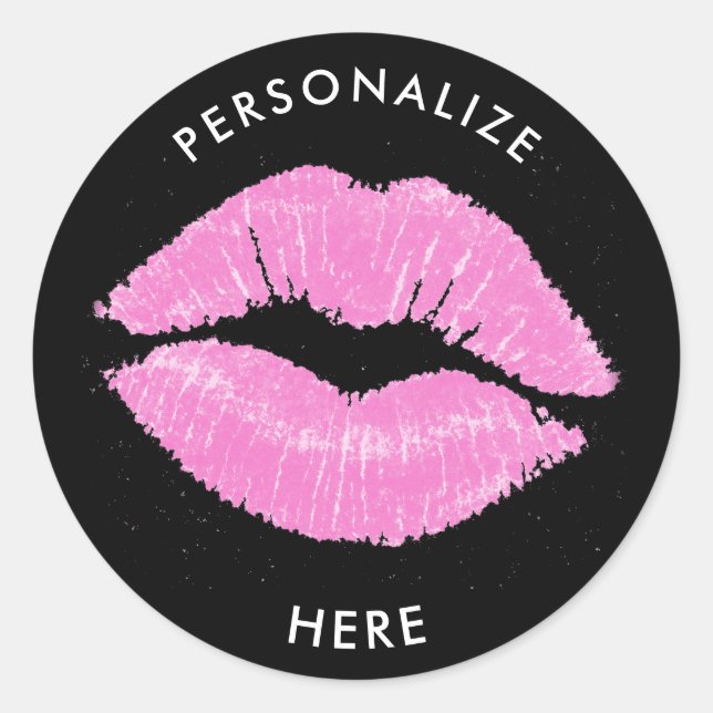 Sticker Rond Lèvres roses Lipstick Lip Stain maquillage beauté (Devant)