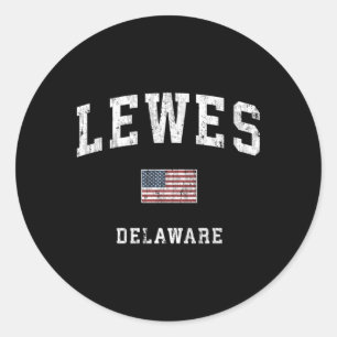 Sticker Rond Lewes Delaware De American Flag Sports