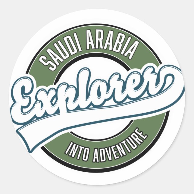 Sticker Rond L'explorateur saoudien dans le logo aventure (Devant)