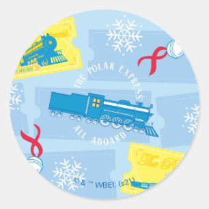 Sticker Rond L'Express polaire   Retro Train & Ticket Motif